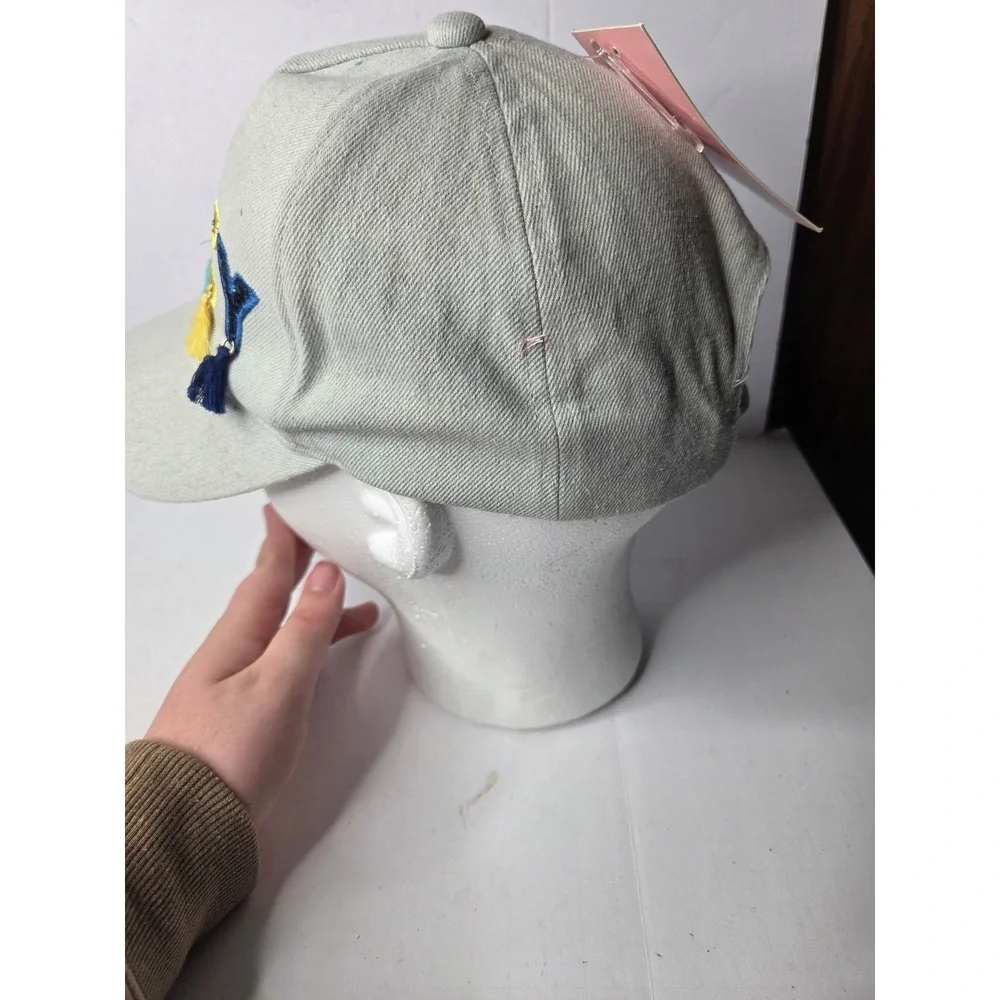 Juicy Couture Kids Grey Twill Baseball Cap Sequin Tassel Logo‎ Hat NWT